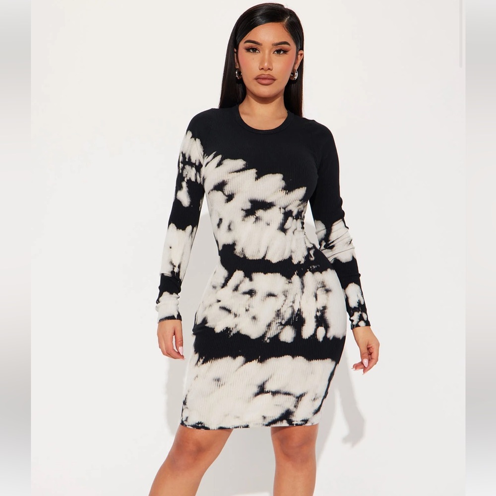 Tie dye long sleeve dress